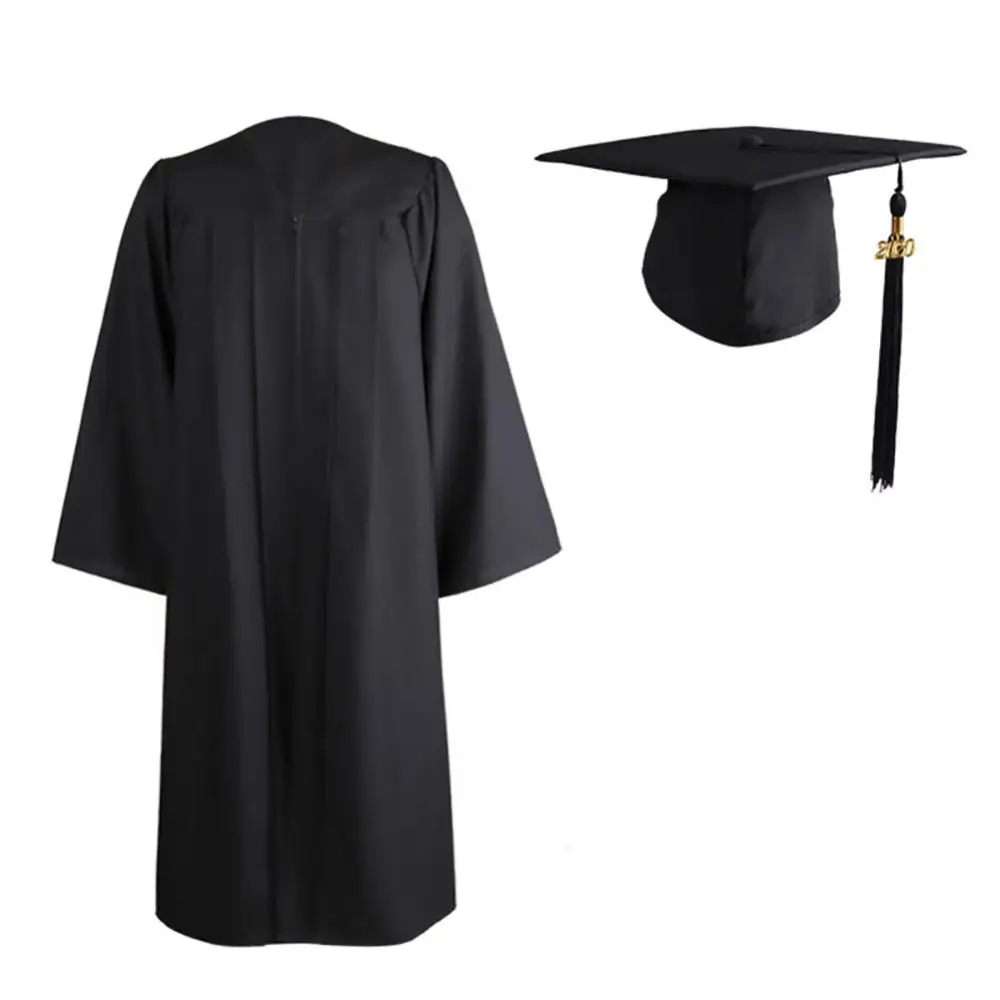 Set di berretti per abiti da laurea per adulti chiusura con Zip abito da laurea accademico universitario accappatoio Set di berretti da tavola per abiti da laurea