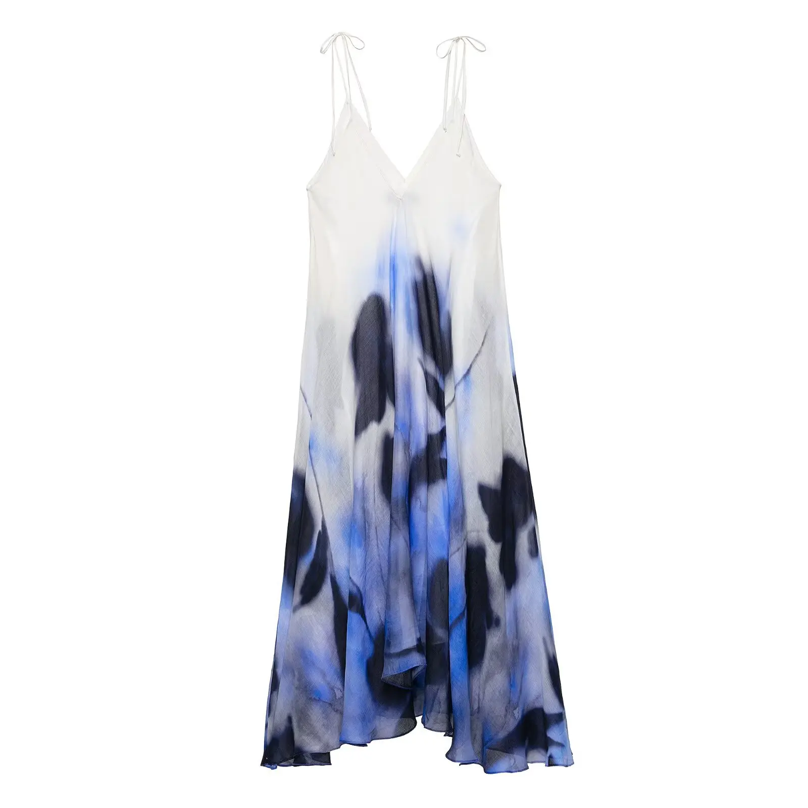 

Retro Tie-dye Print Dress Women's Summer Sleeveless Suspender Dresses Mid-length Casual Beach Holiday Dress 2025 New