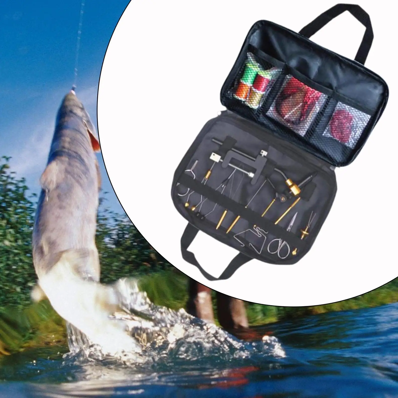 

Fly Tying Kit Standard Tools Travel Case for Fly Fishing Lures Making Adults