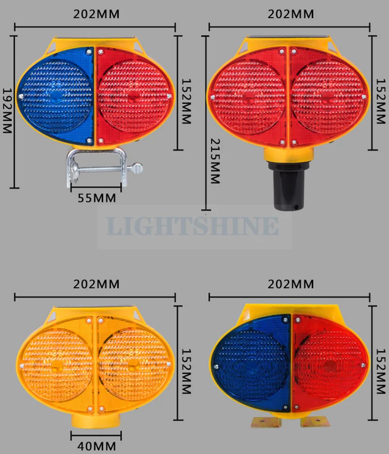 Solar Double-Sided Guardrail Barricade Flash Light Flashing Led Warning Light At Night Road Construction Cone Warning Light