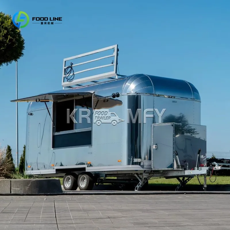 China Multi-function Coffee Carts Stainless Steel Food Trailer Mobile Food Cart Truck CE DOT Approved Fast Coffee Catering Cart