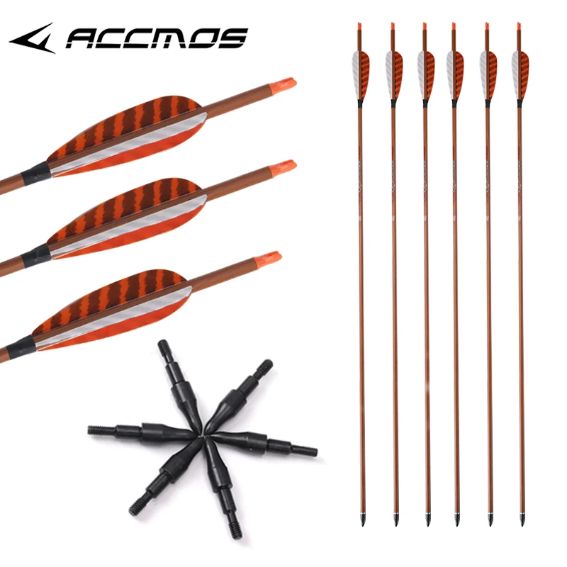 

ACCMOS ID6.2mm 22-32inch Pure Carbon Arrow Spine 250/300/350/400/500/600/700/800 for Recurve Compound Bow Arrows Archery Hunting