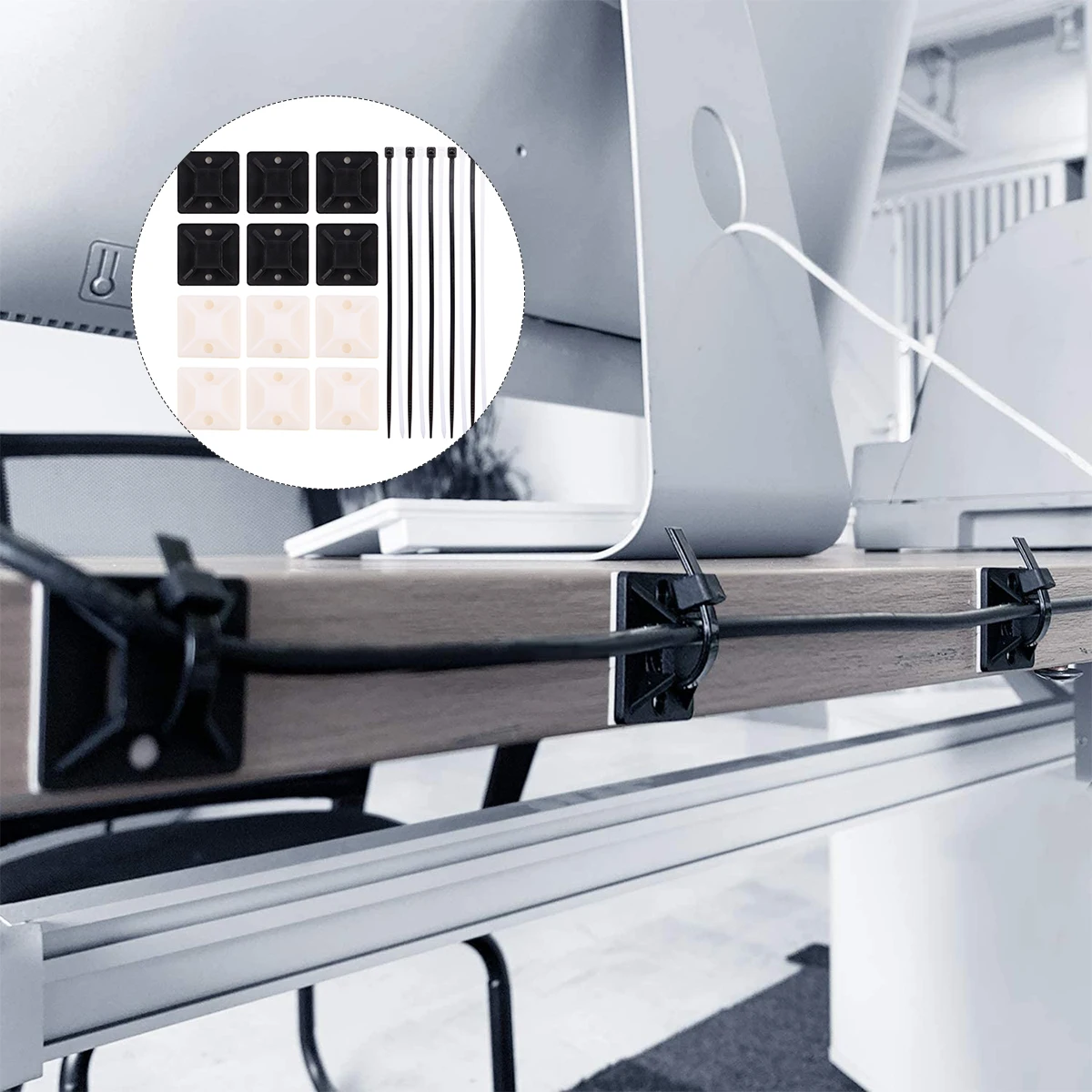 

400 Pcs Wire Holder Adhesive Cable Management Clip Tie Mount Holders for Cords Base Bracket up