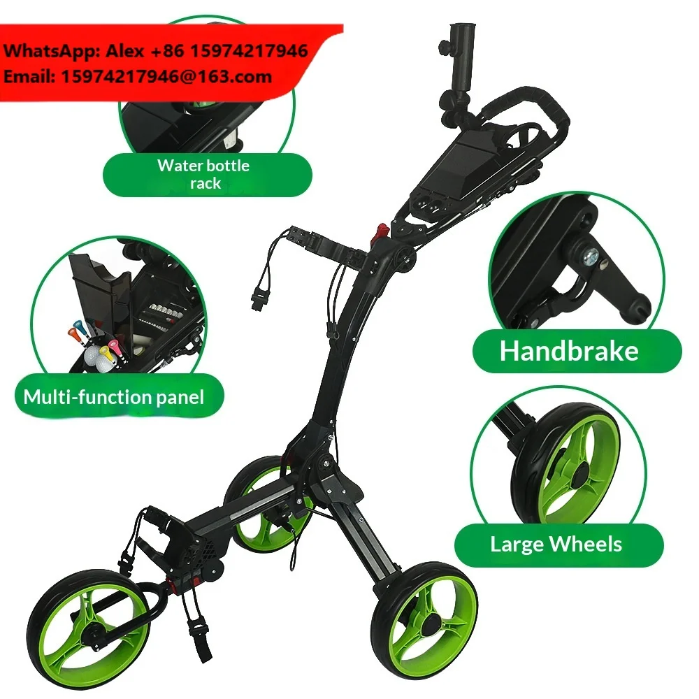 Golf Bag Trolley Foldable Storage Portable Aluminum Alloy Three-Wheel Hand-Pulled Cart Golf Course Supplies ZH-X010 Other