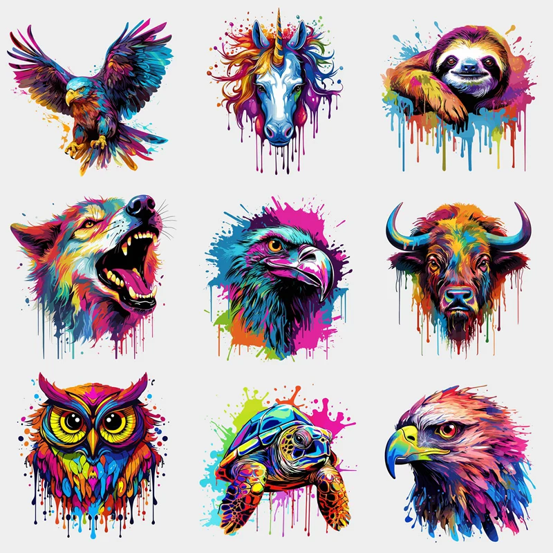 Graffiti Animal Eagle Wolf DTF Clothing Iron Heat transfer Patch men's and women's T-shirt hoodie DIY jacket Waterproof Beautifu