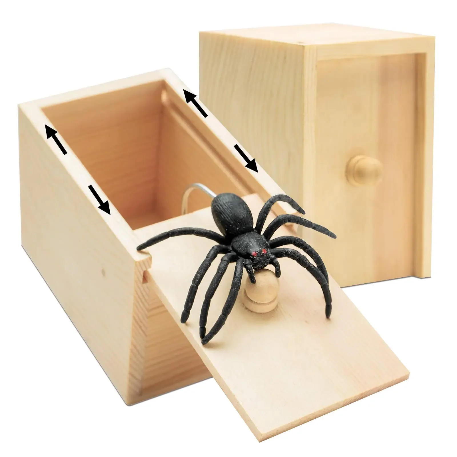 Caja de miedo de araña de truco divertido, caja oculta de madera, broma de calidad, juego divertido, truco de broma, juguetes de oficina para amigos