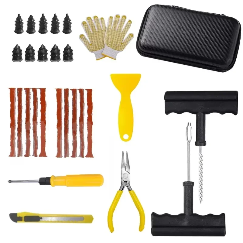 

Car Tire Repair Kit Puncture Plug Tools Tyre Puncture Emergency for Tire Strips Stirring Glue Repair Tool Kit