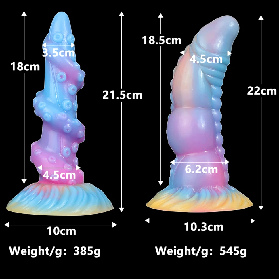 Realistic Tentacle Luminous Dildos for Women Colourful Glowing Fake Dick Big Penis With Suction Cup Huge Dragon Monster Sex Toys - view 6
