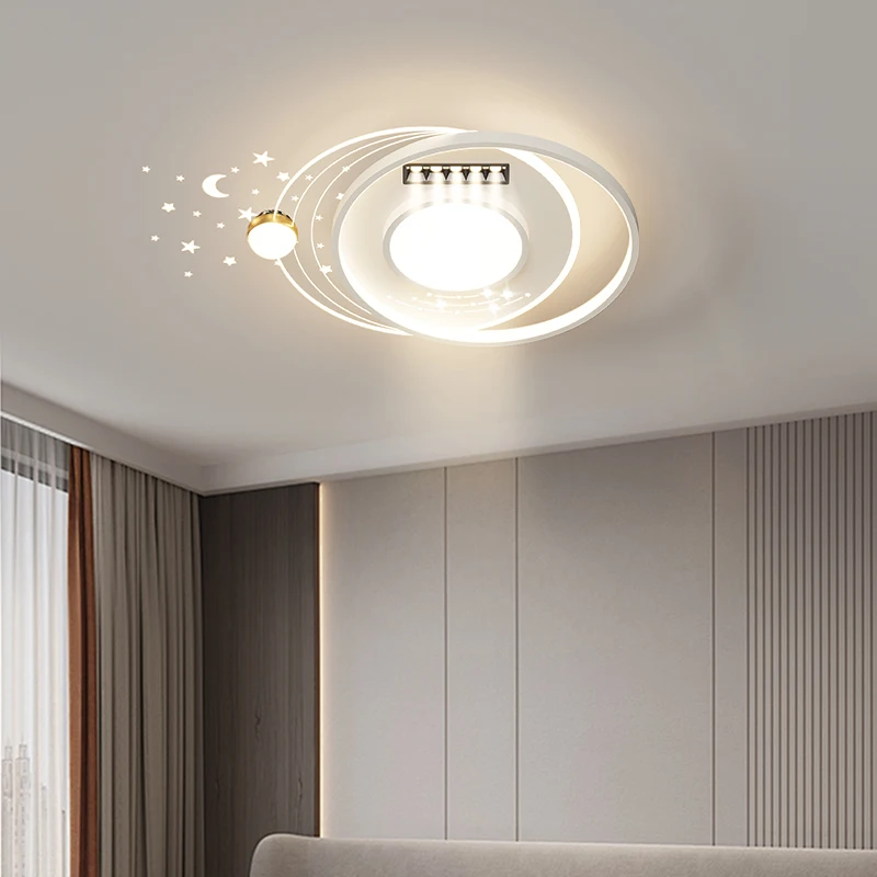 

Dimmable Led Chandelier For Bedroom Kids Living Room Kitchen Ceiling Lamp Round Circle Nordic Modern Simple White Ceiling Lights