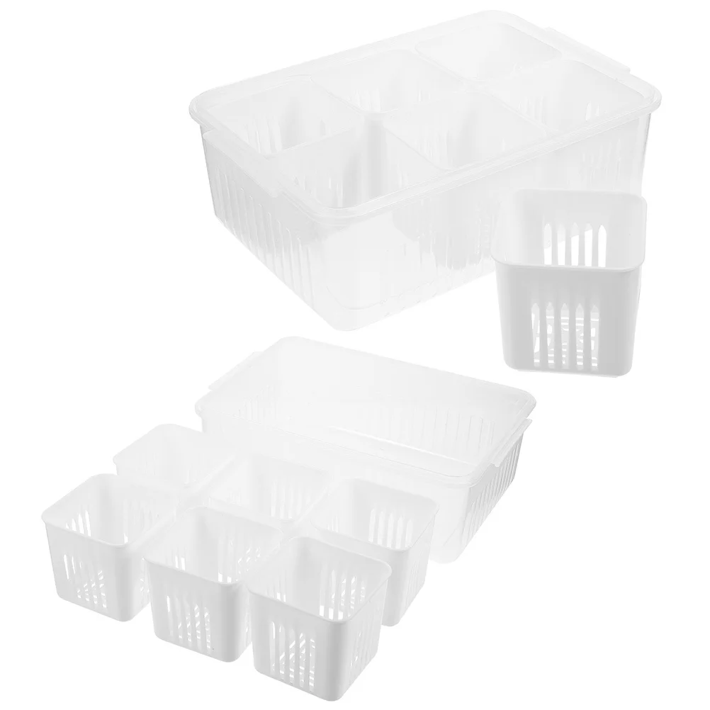 

2Sets Fresh Storage Boxes Sealed Freezer Food Containers PP Kitchen Vegetable Fruit Holder Garlic Onion Keeper Fridge