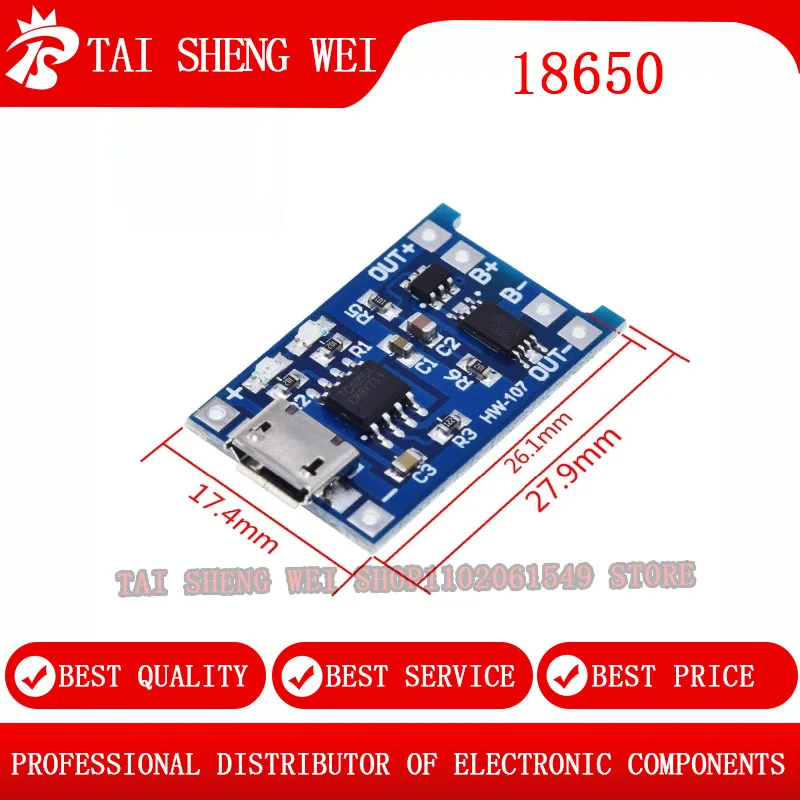 

5PC 5V 1A 18650 Micro Type-c Mini USB TP4056 Lithium Battery Charger Module Charging Board With Protection Dual Functions Li-ion