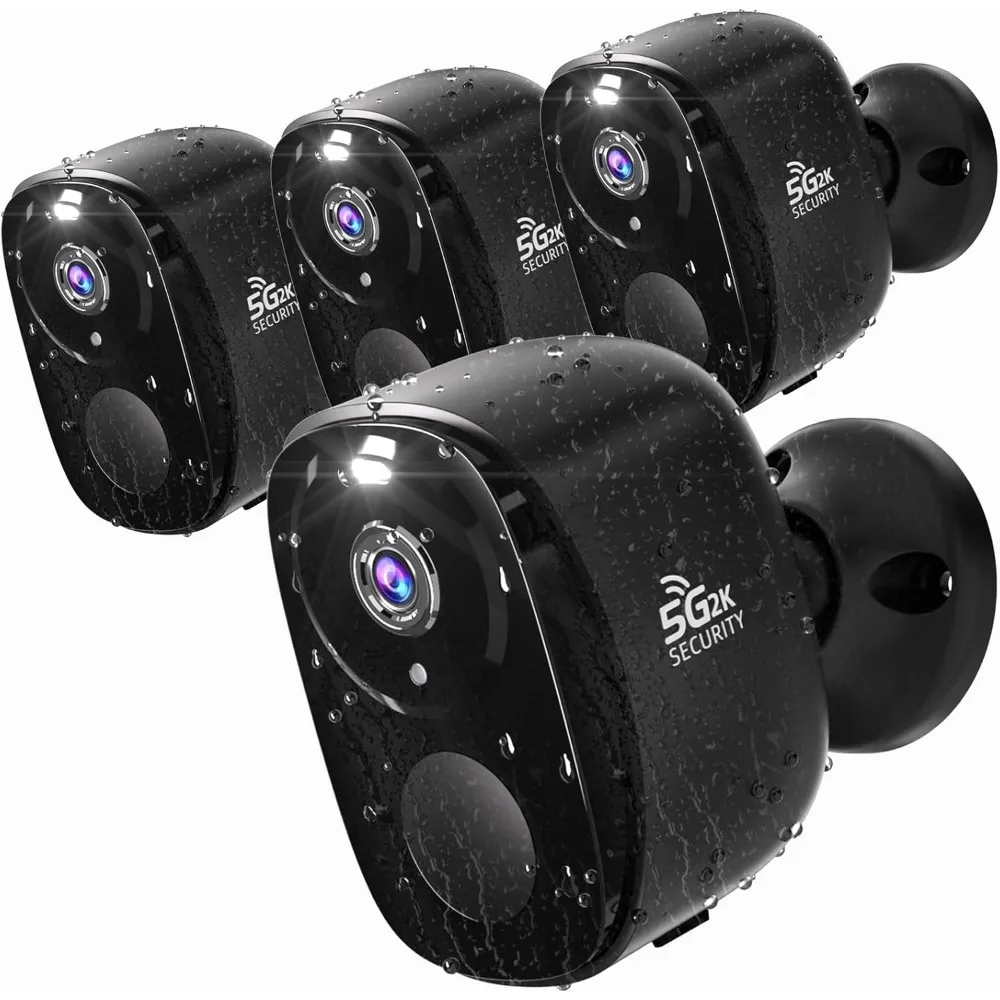 

Security Cameras Wireless Outdoor 4pack, 2K Battery Powered Camera for Home Security with IP65, SD/Free Cloud Storage