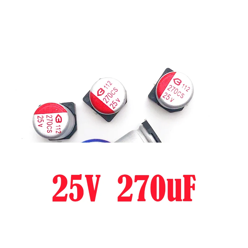 

(10-100 шт.) 25V270UF 6.3mmX9mm SMD твердотельный конденсатор/полимерный конденсатор 270 мкФ 25В
