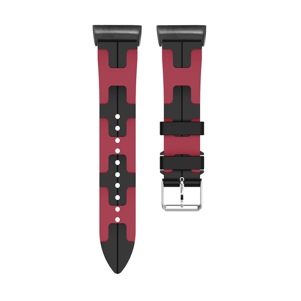 

Sweatproof Silicone Sport Strap For Fitbit Charge 3 4 5 Two-colors Woven Pattern Quick Release Replacement Loop Band Man Woman