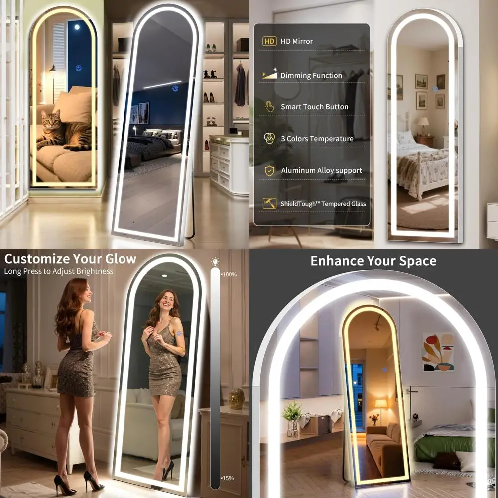 LED-beleuchteter Ganzkörperspiegel mit Dimmung und 3 Farboptionen, 68 x 26 hoher Spiegel für die Ganzkörperbetrachtung
