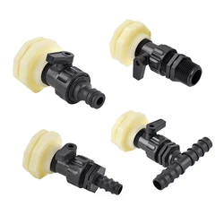 PVC Bulkhead Fitting 3/4 Inch Thread Fit Quick Connector 16 20mm PE Pipe for Water Tanks Garden