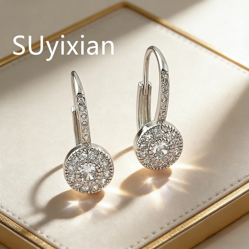 

Простые и элегантные модные круглые серьги из стерлингового серебра 925 пробы с микроинкрустацией цирконами, подарок на день рождения, годовщину