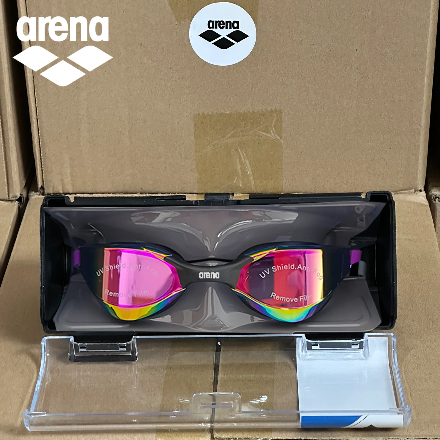 Arena Gafas antivaho impermeables y resistentes a los rayos UV galvanizadas con montura media Conjunto de gafas de vacaciones informales cómodas y elegantes