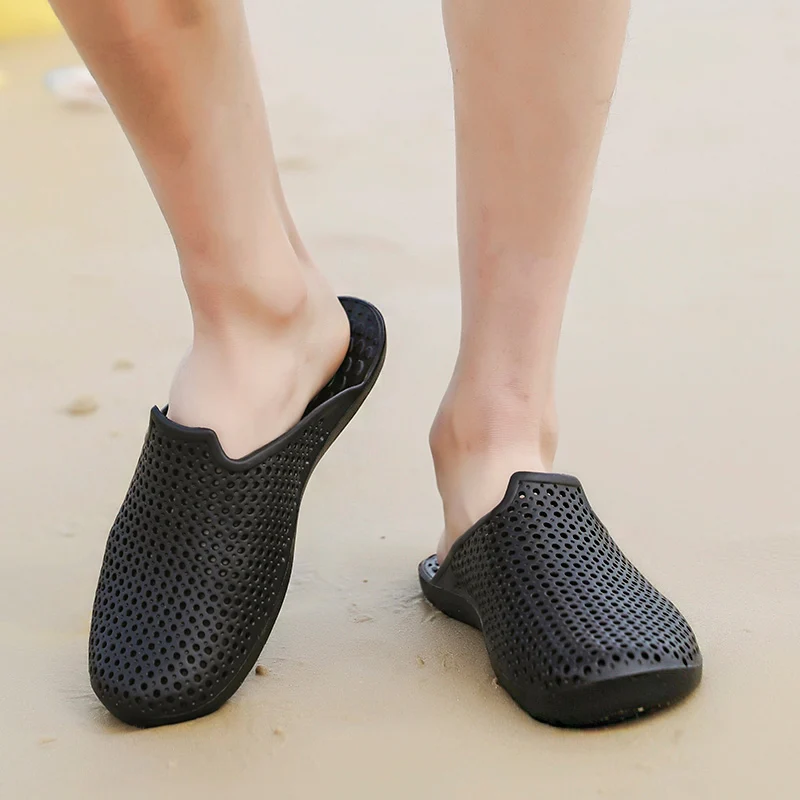 Zuecos de jardín huecos para hombre, sandalias de gelatina transpirables a la moda para playa, sandalias frescas de verano, zapatillas de piscina de agua Plus 46, 2022