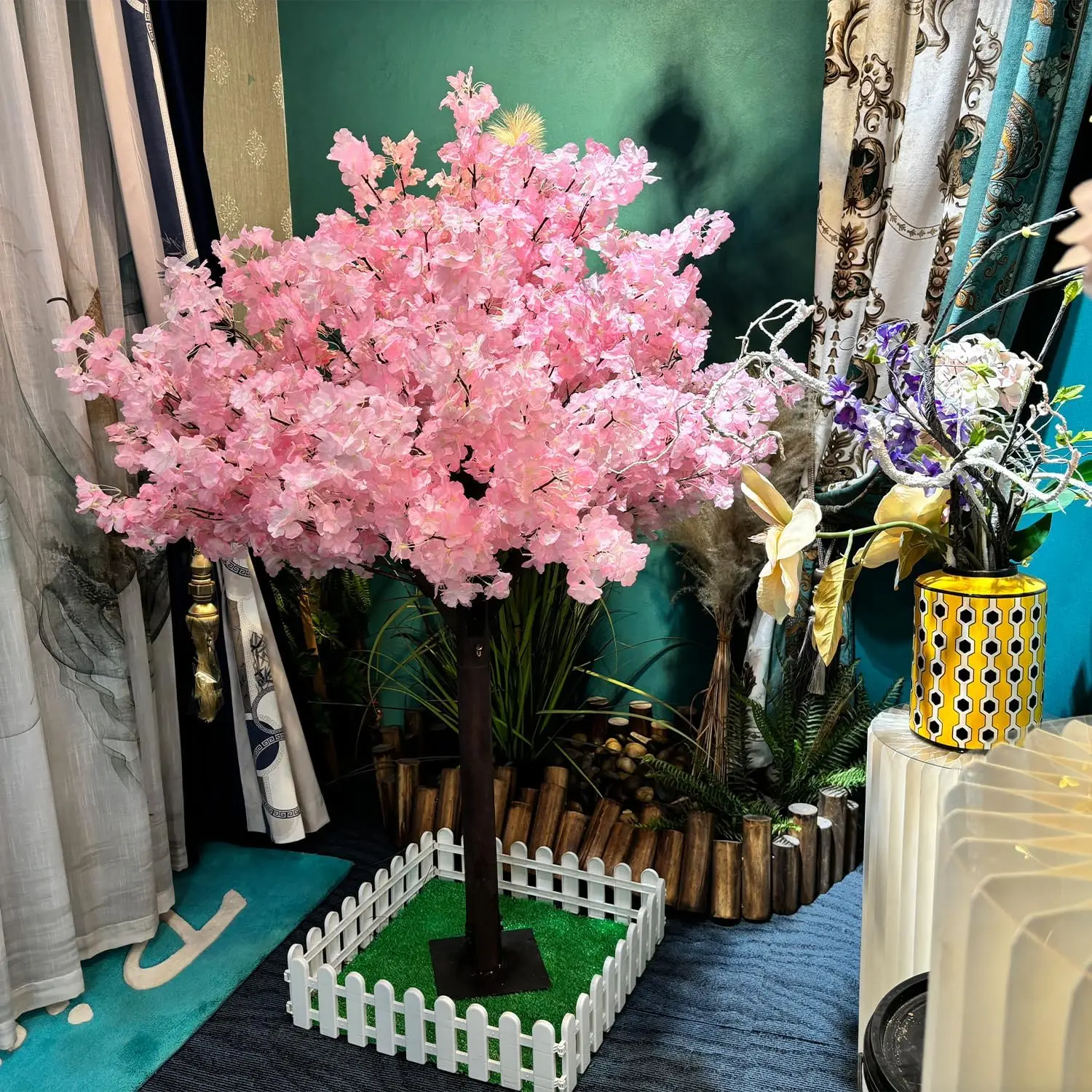 

Artificial Cherry Tree, Simulation Pink Cherry Blossom Trees Fake House Plant for Indoor Outdoor Home Garden Party Wedding Hotel