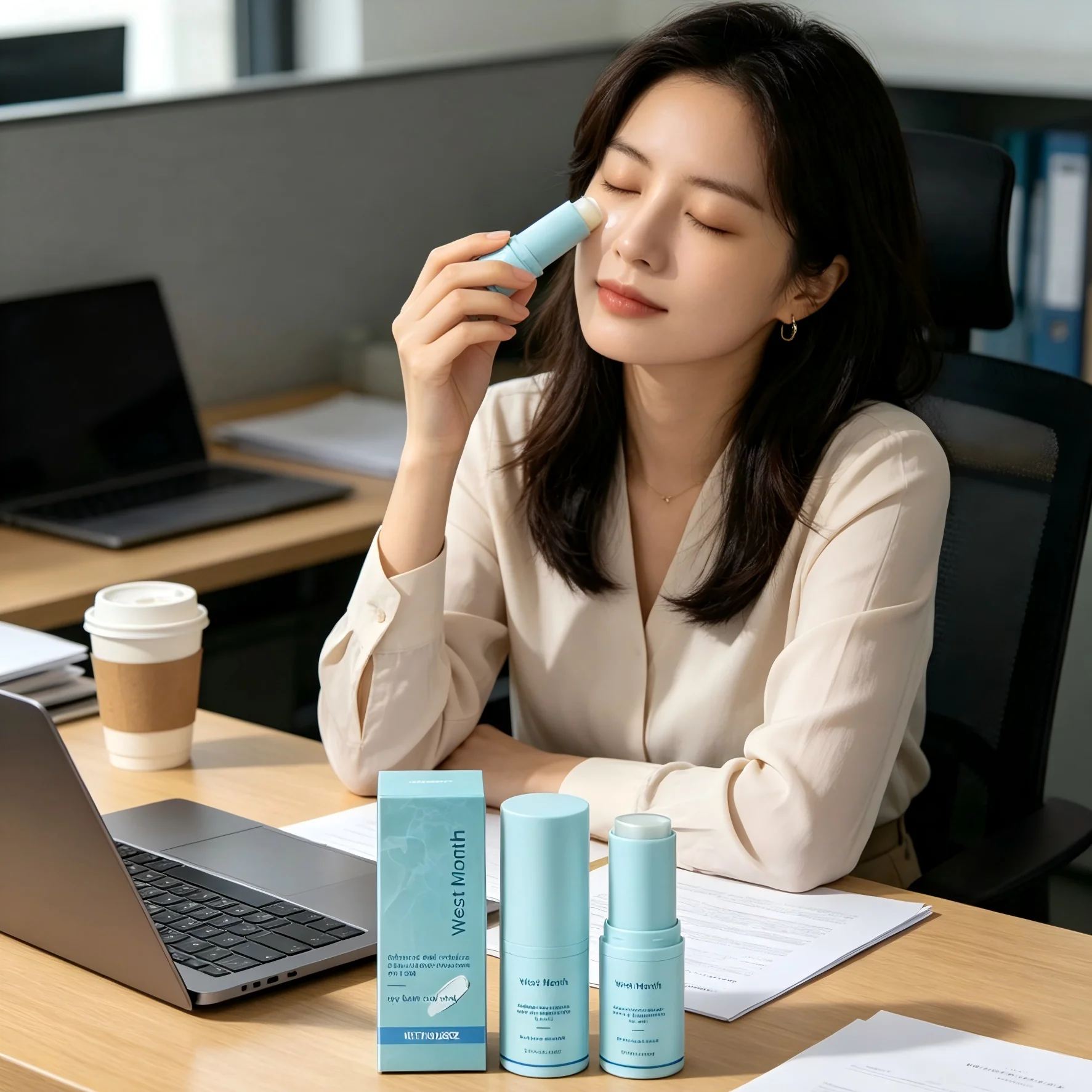 West Month Moisturizing Eye Cream Mint Cooling Firm Skin Tightening Elimination Dark Circles Removal Anti Wrinkle Eye Stick 7g