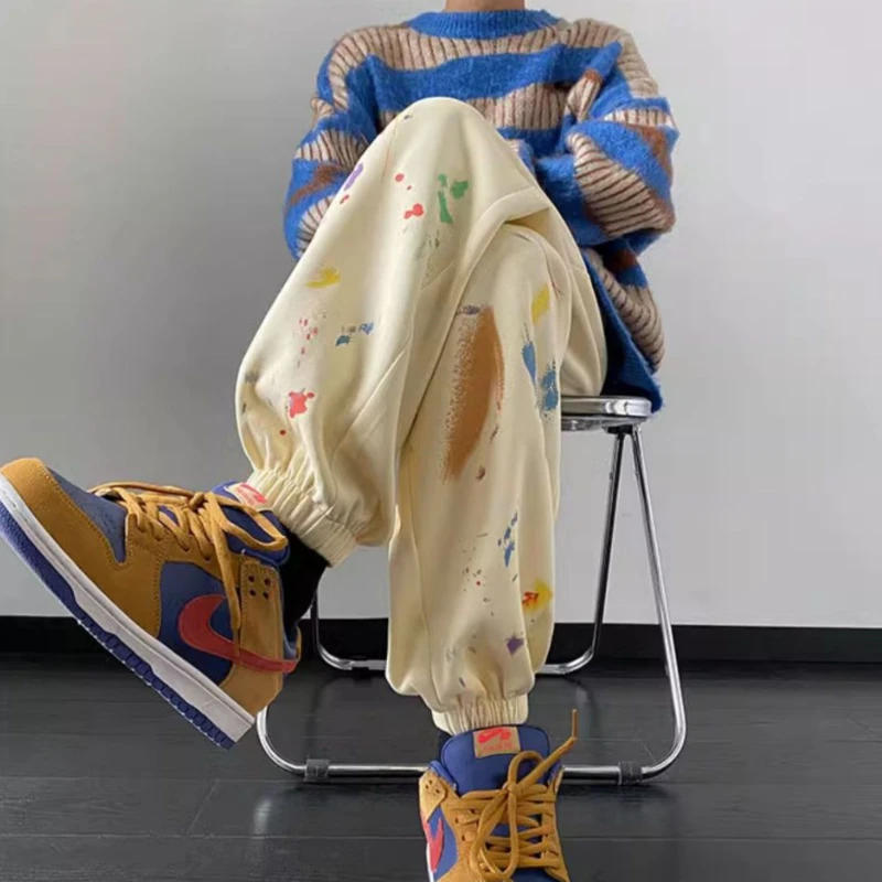 女性のルーズプリントカジュアルパンツ,個性,ストリートウェア,アメリカ風,スポーティなファッション,ヒップホップパンツ,すべてにマッチ,ハイウエスト,10代