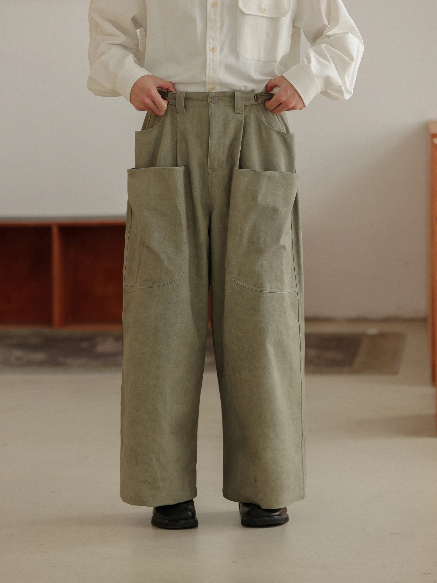 Noears Japanese Style Vintage Rusted Grey Loose Desert Wind Casual Pants Design Sense Workwear Long Trousers Youth Fashion