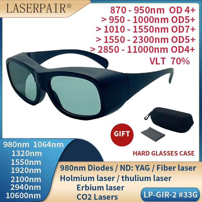 LaserPair 870-11000nm Absorbing Mineral Glass Laser Safety Glasses for Laser Medical, Laser Industrial use