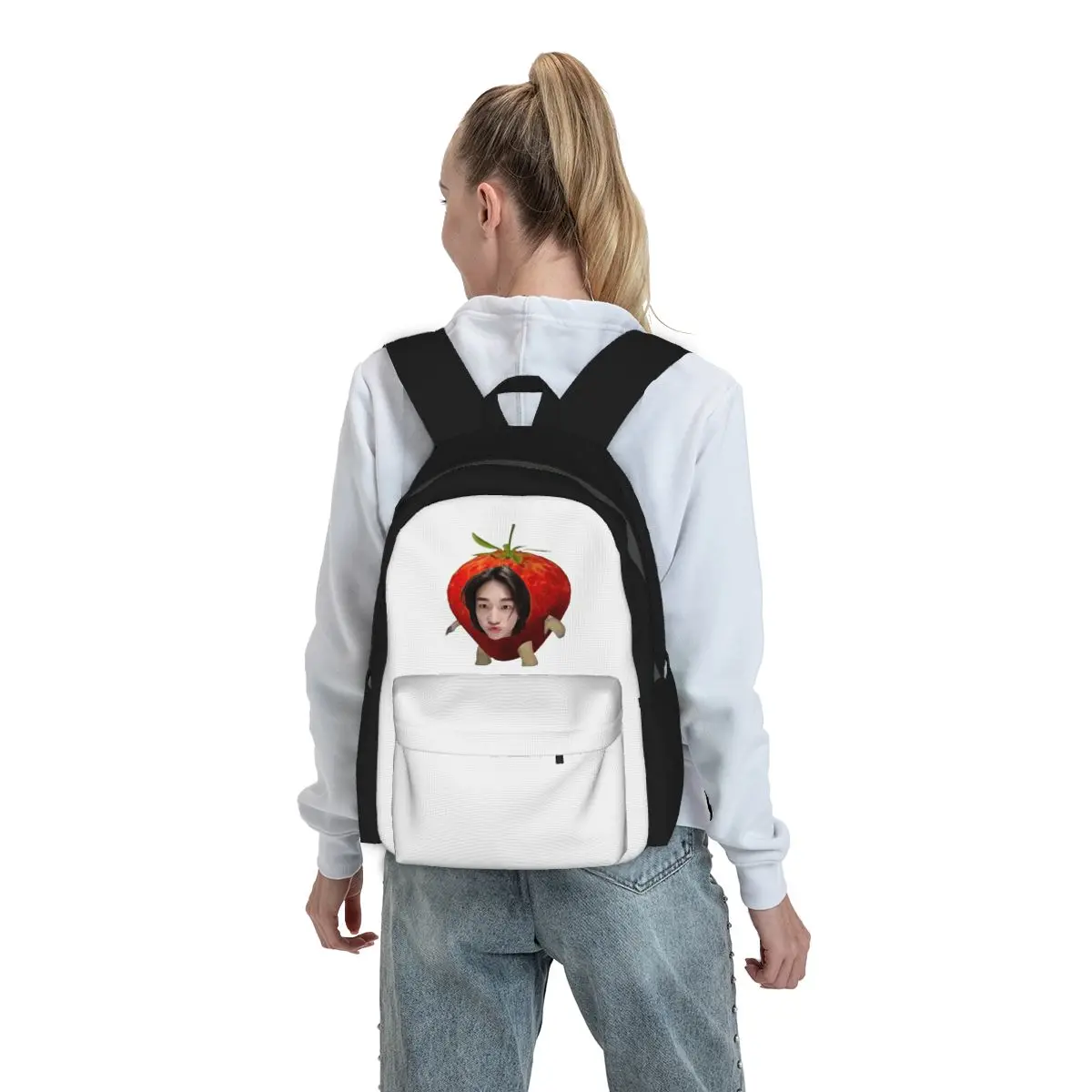 

Hyunjin Strawberry Backpack Student BookBag Children School Bag Laptop Shoulder Bags for Men Women