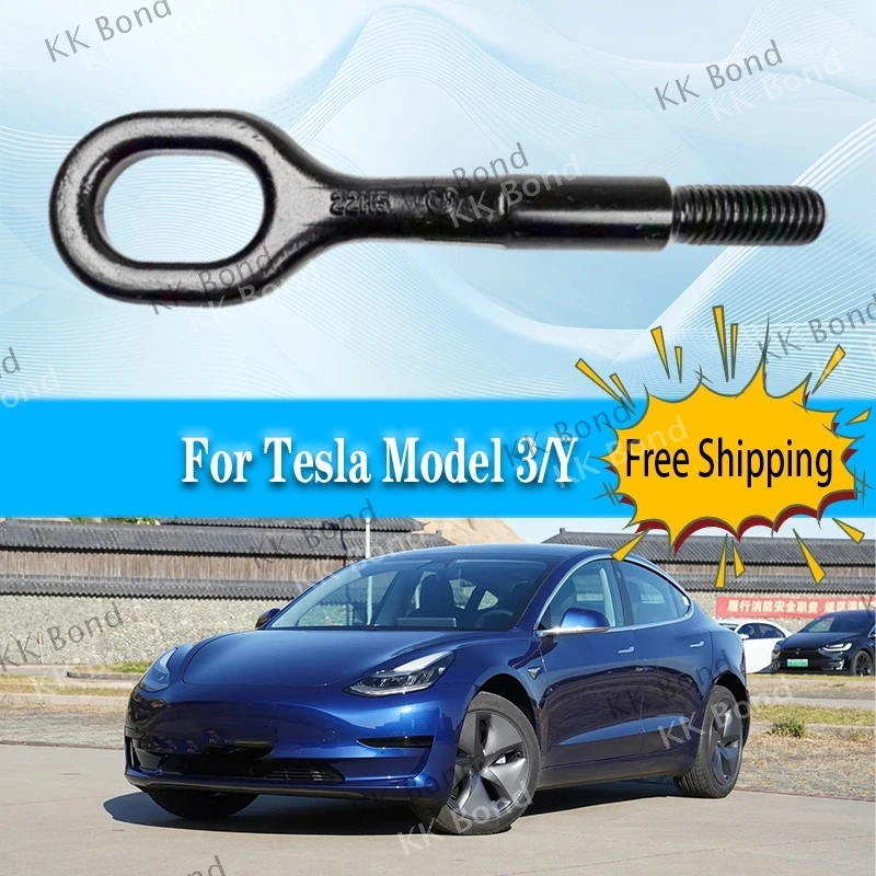 Towing Bars 1PC 1077570 1077570-00-D Towing Eye Hooks Black Coating Front Bumper Towing Ring For Tesla Model 3/Y