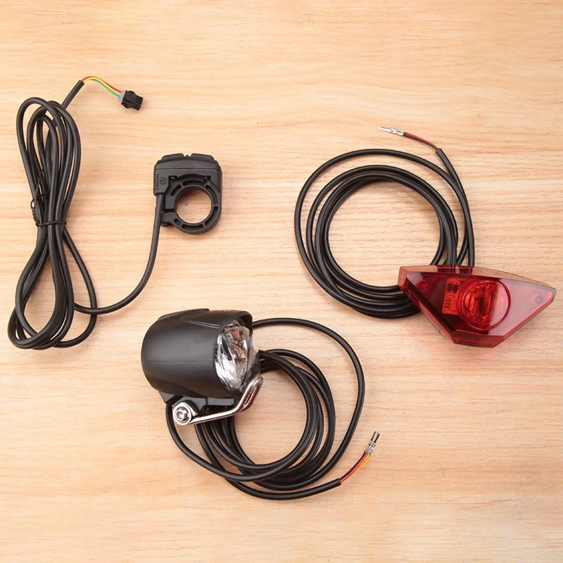 New Ebike Light Set Include Ebike Headlight Electric Bike Tail Lamp DC 6V 12V 24V 36V 48V 52V LED Electric Bike Light