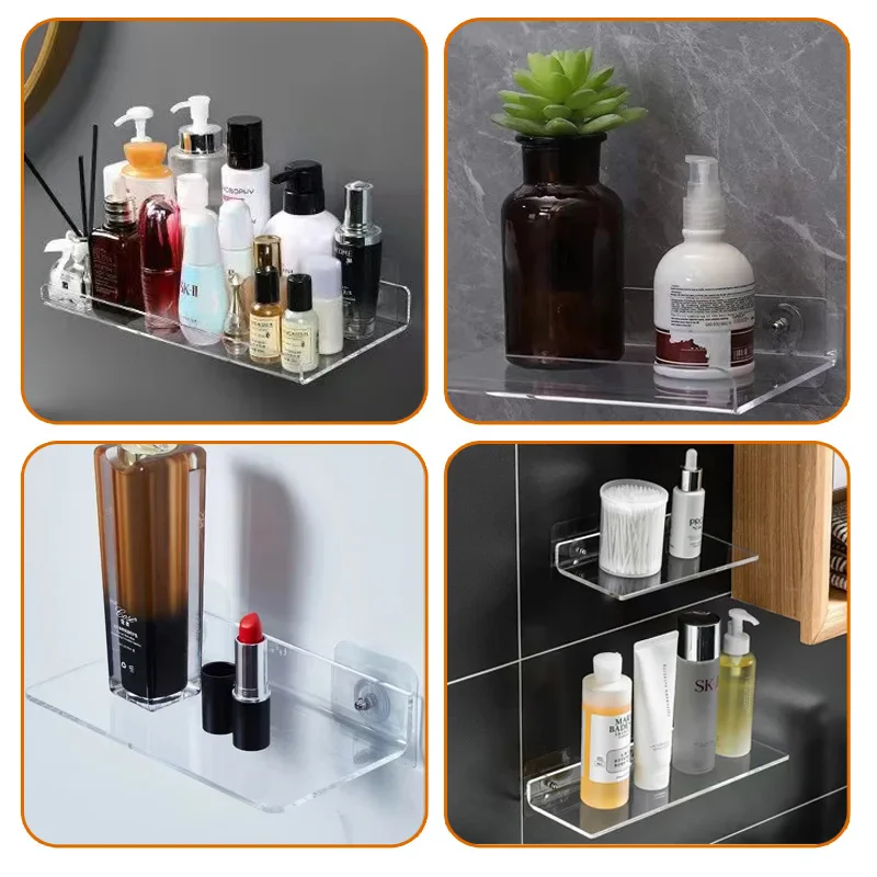 Clear Acrylic Floating Shelves Wall Mounted Vinyl Record Holder Book Photo Picture Makeup Display Stand Home Storage Organizer