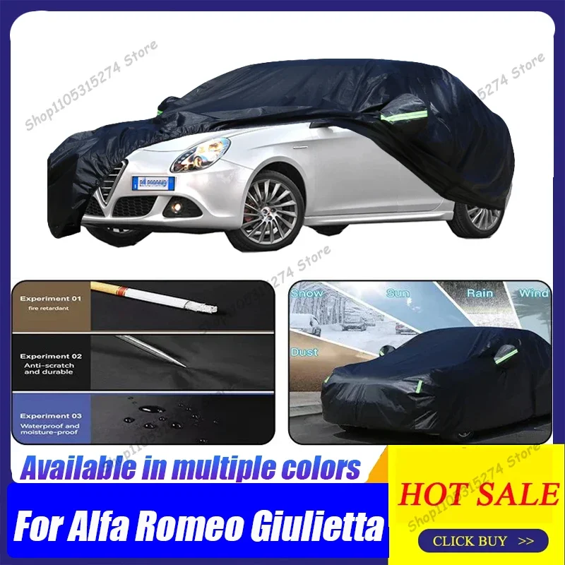 

Водонепроницаемый черный чехол для автомобиля Alfa Romeo Giulietta (940) 2010-2023, уличный защитный чехол от УФ-лучей, солнца, снега и дождя