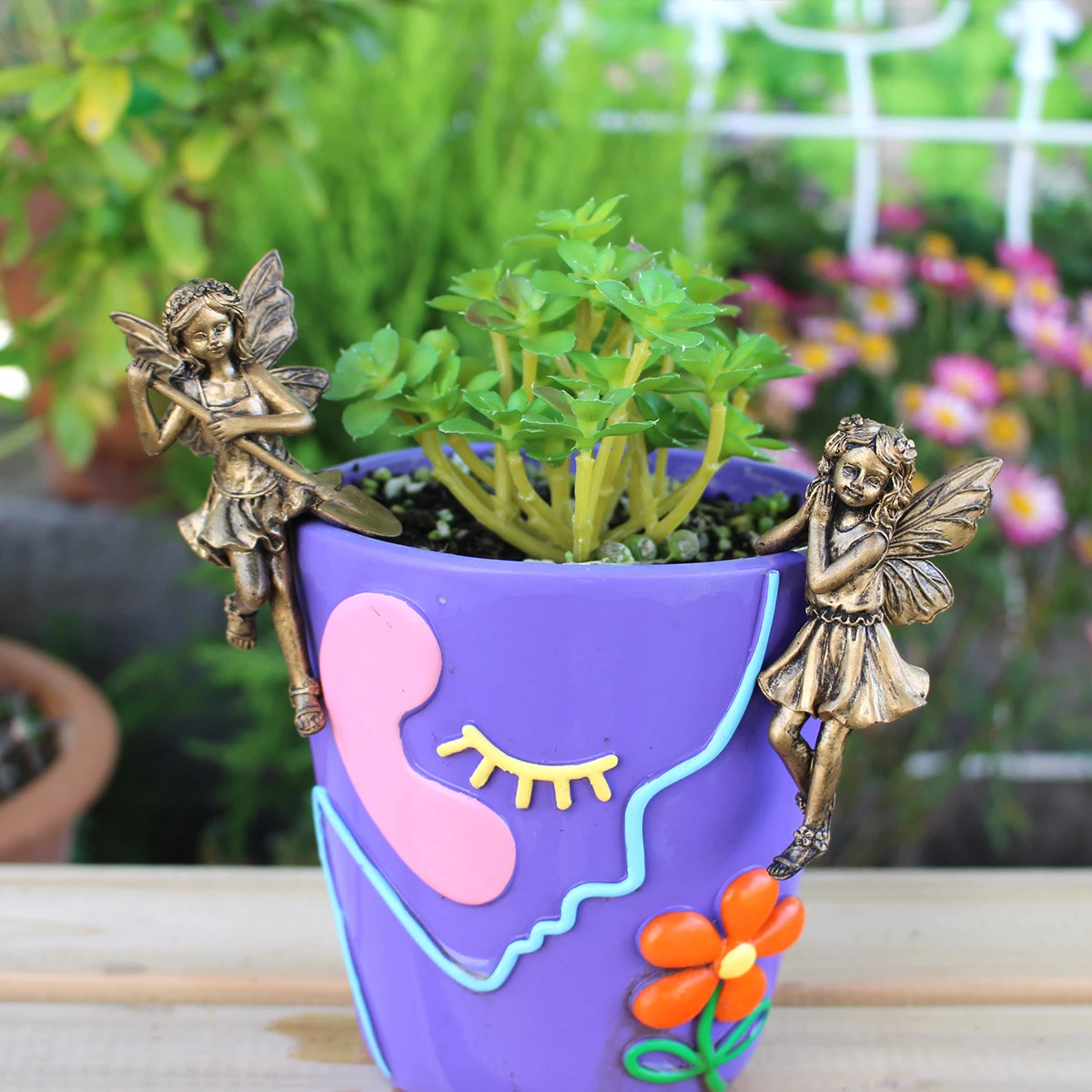 2PC/Imitation Copper Flower Fairy Sisters - Fleshy Bonsai/Outdoor/Home Decoration Pendant - Integration of Art and Romance