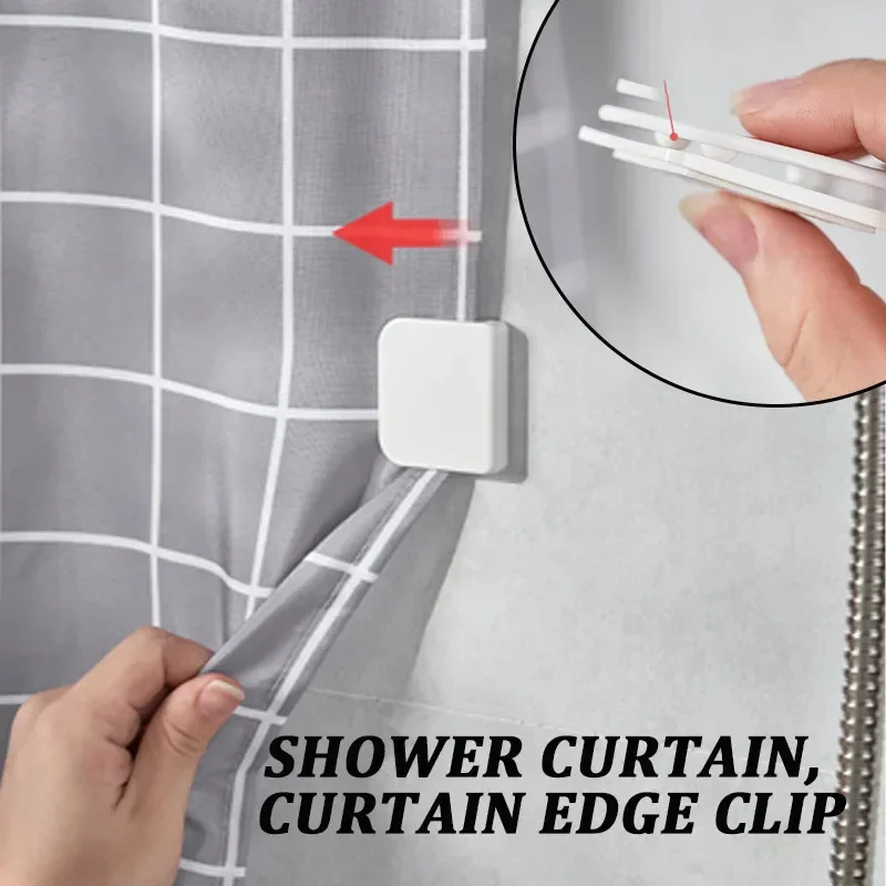 

2Pcs Shower Curtain Clips Curtain Edge Retainers Curtain Holders Wind Fixed Hook Shower Curtain Clamp Bathroom Accessories