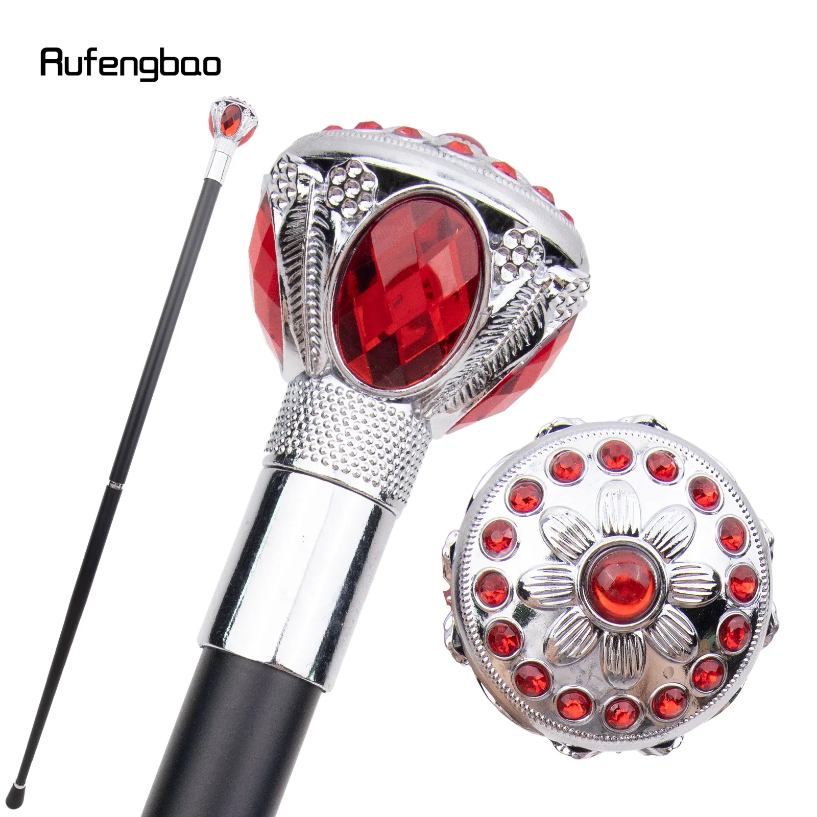 White Red Flower Ball Fashion Walking Stick Decorative Stick Cospaly Vintage Party Fashionable Walking Cane Crosier 91cm