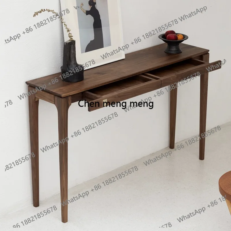 

European entrance table Modern simple black walnut Nordic entrance bar Solid wood New Chinese style bar