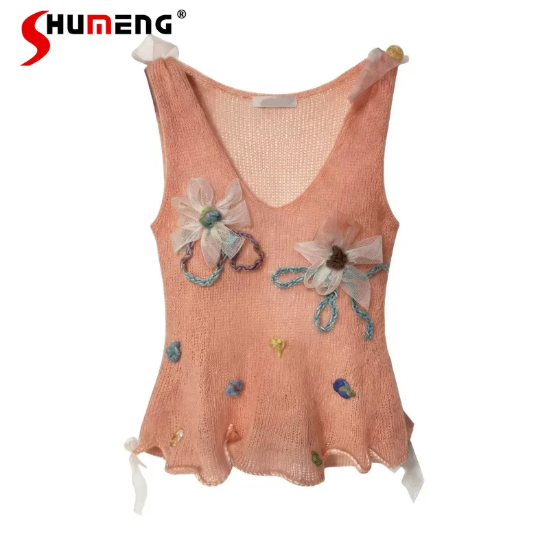 

2026 Summer New Fashion Over Size Vests Women's Sleeveless Trendy Colorful Knitted Tops Female Color Matching Knitwear Tank Tops