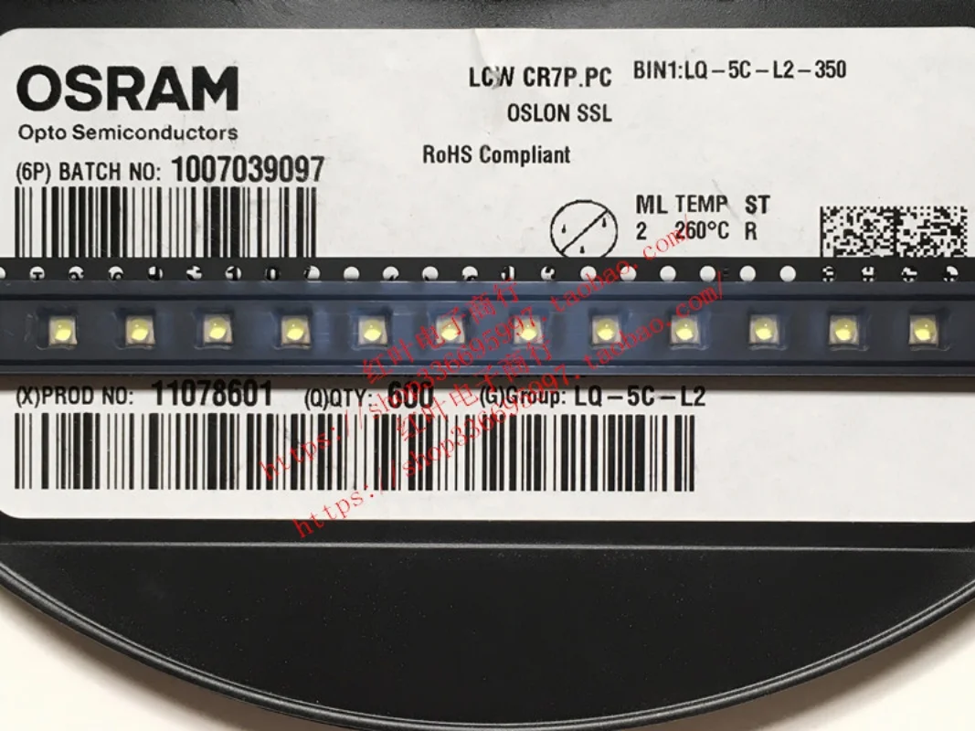 

50pcs/OSRAM LCWCR7P.PC 3W 3030 6500K Cold White High Power LED Beads 80 degrees