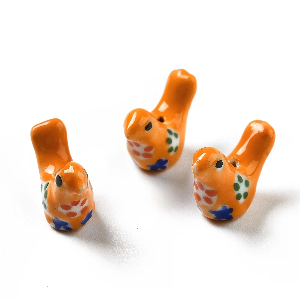 PandaHall 10 Stück handgefertigte bedruckte Porzellan-Taubenperlen, handbemalte Keramik-Anhänger für DIY-Halsketten, Schmuckherstellung und Bastelarbeiten – Detail 4