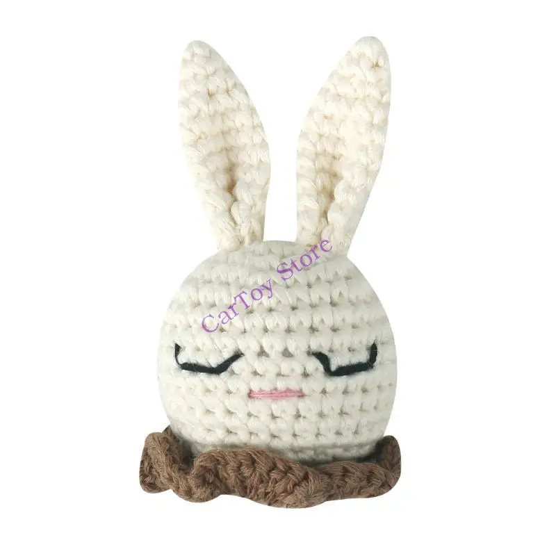 

634F Crochet Rabbit Rattle Bead Teether Pacifier Clip Diy Bracelet Necklace Accessory