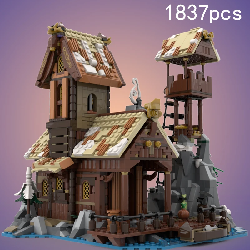 Spot Small Particle Assembly MOC-185525 Medieval Architecture House Children's Puzzle 1837pcs Toys DIY Creative Gift Ornament