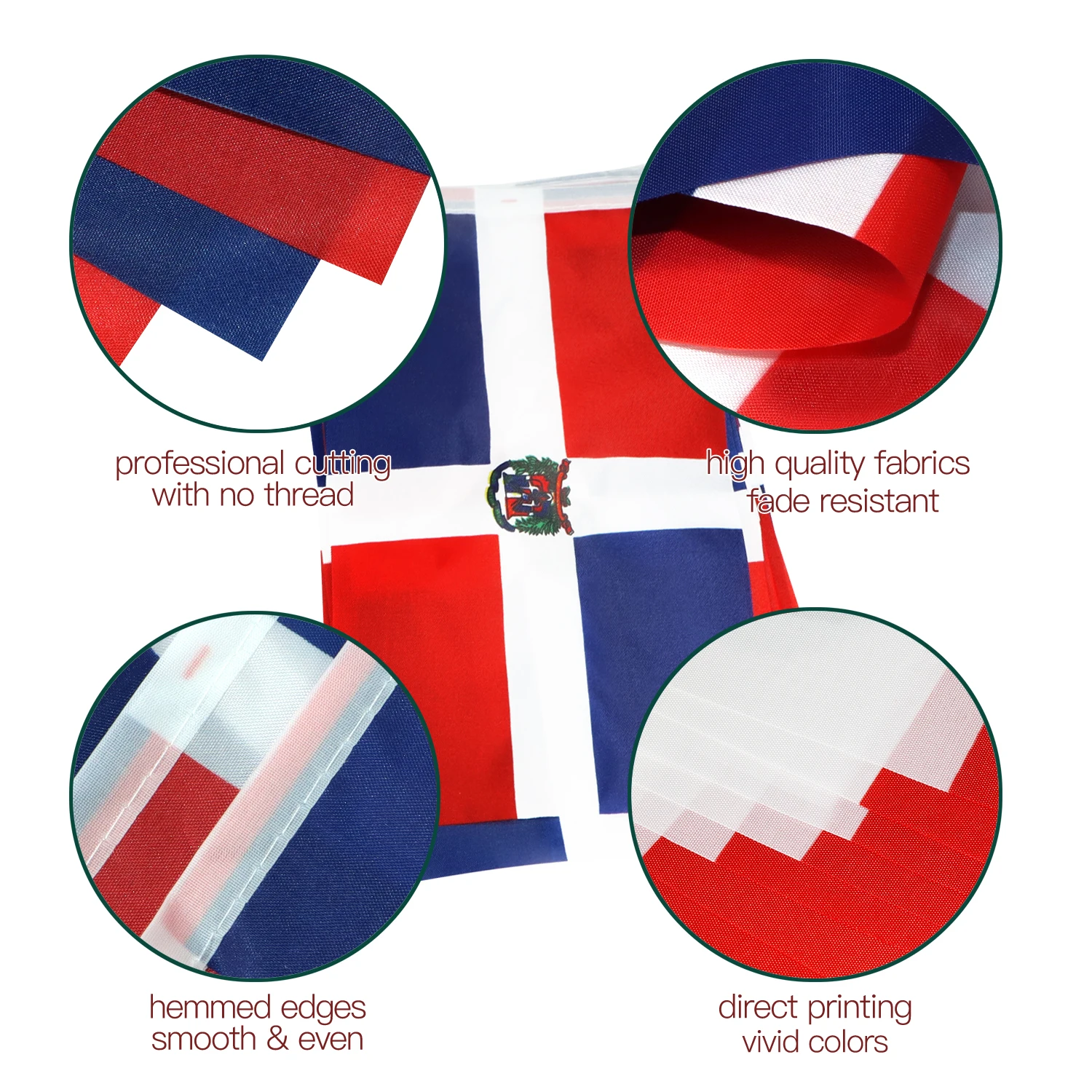 Anley Dominican Republic String Flag Pennant Banners, Patriotic Events 27th of February Independence Day Decoration