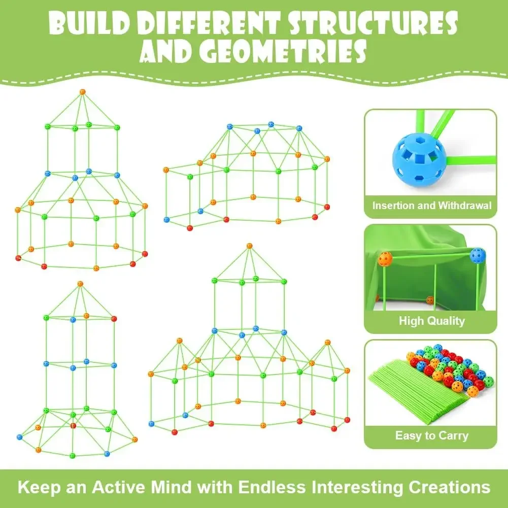 221 шт. строительные креативные замки, Набор для творчества | Набор для строительства форта | Игровая палатка для помещений/искусственная