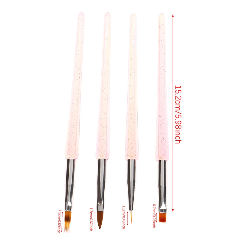 4 STKS Plastic UV Gel Nagelborstels Set DIY Nail Art Liner Brush Streeppatroon Schilderijborstel Kits Uitbreiding Tekening Carving Pen