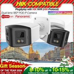 Hikvision-cámara panorámica de luz Dual, altavoz POE IR con micrófono incorporado, detección humana, vigilancia de visión nocturna a Color, Compatible con 4MP