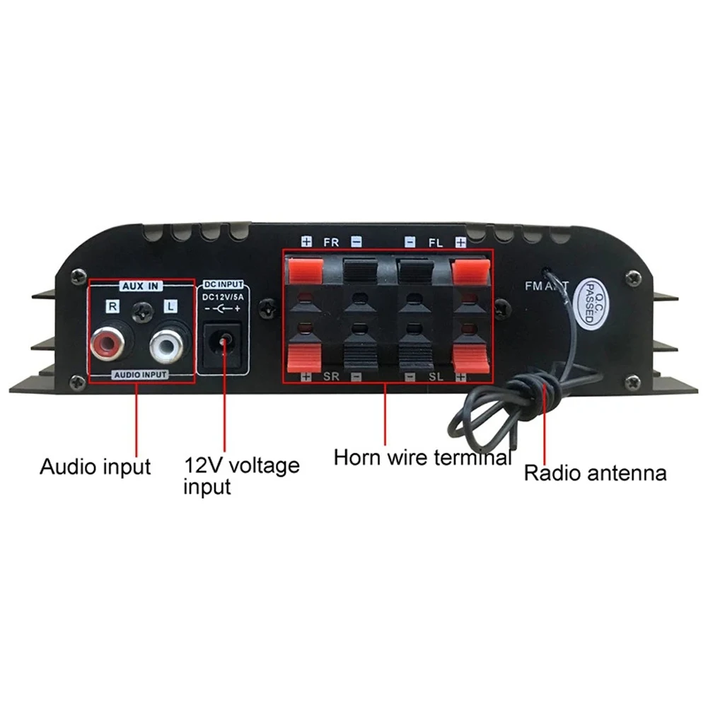 

1600W Peak Power HiFi Sound Amplifier FM USB Remote Control Bluetooth Karaoke Player 4 Channel HiFi Stereo Audio Amplifier ﻿