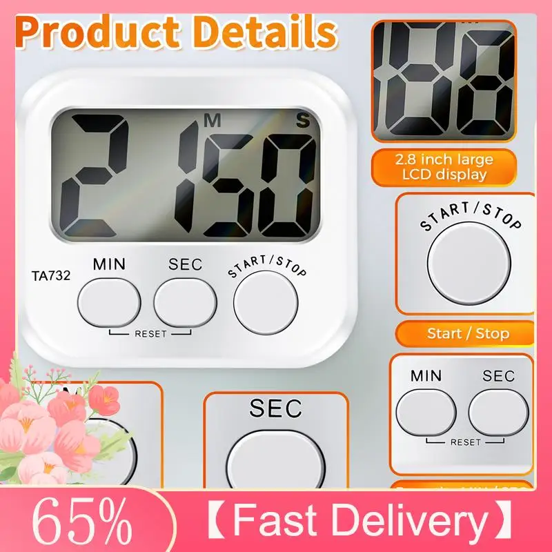 A61Z bietet digitalen Küchentimer, großes Display mit großer Schriftart, magnetischer Kochtimer auf der Rückseite, lauter Alarm