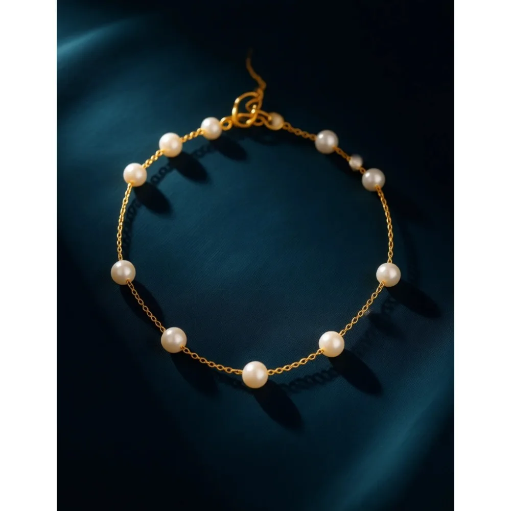 

Изящное жемчужное колье-чокер для женщин с позолотой 18K