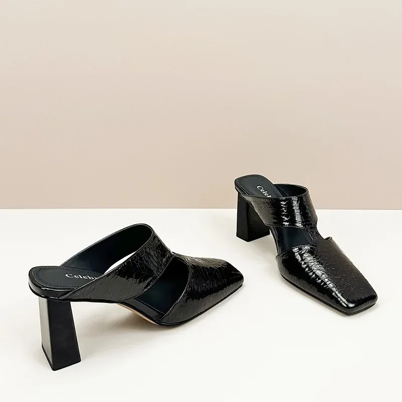 صنادل مماشي للموضة للمرأة فضي ساحة تو أحذية عالية الكعب عادية مصمم كعب مكتنز فستان الحفلات الصنادل Sandalias De Mujer #6